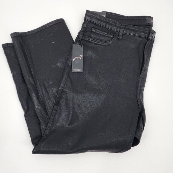 Jen 7 size 20 Coated Ankle Straight Jeans by 7 for All Mankind Black New - Picture 2 of 11
